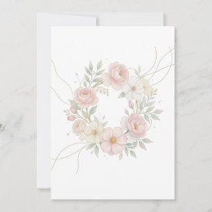 Convite Grinalda Floral Pastel Rosa Elegante Design Botâni
