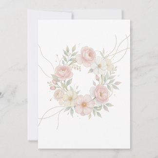 Convite Grinalda Floral Pastel Rosa Elegante Design Botâni