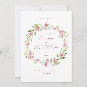Convite Grinalda Floral Rosa Corado Casamento