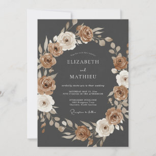 Convite Grinalda Floral Terrosa Marrom Casamento
