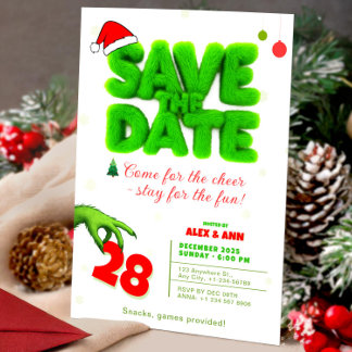 Convite Grinch Style Save The Date Christmas New Year