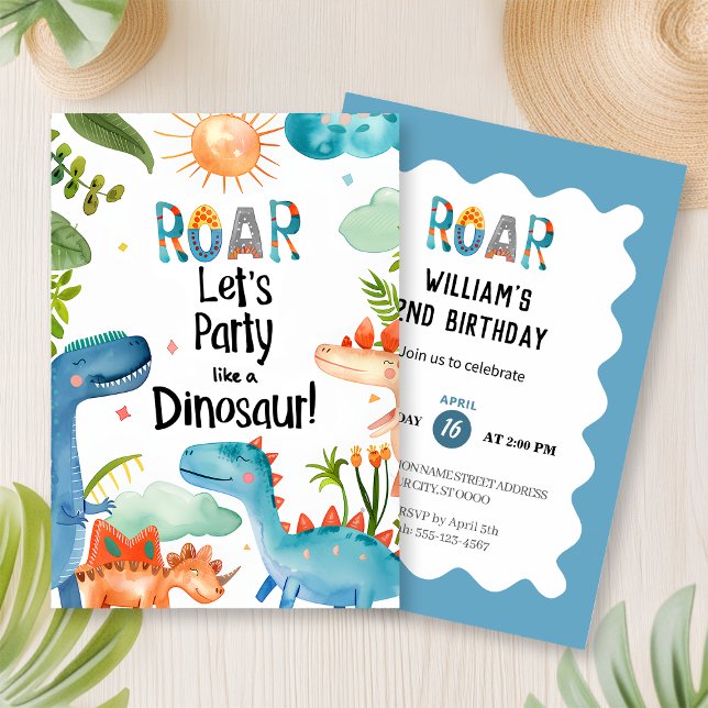 Convite GRITAR! Festa de Aniversário de Dinossauro (Criador carregado)