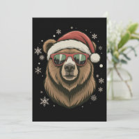 Grizzly Bear Chapéu de Papai Noel Engraçado Amante