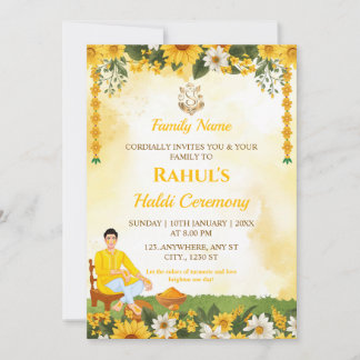 Convite Groom Haldi Ceremony Invitation Card