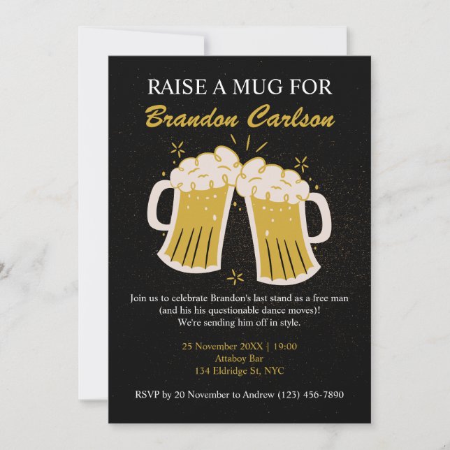 Convite Groom's Last Toast & Beer Bash Bachelor Invitation (Frente)