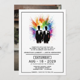 Convite Grooms Rainbow Burst Wedding