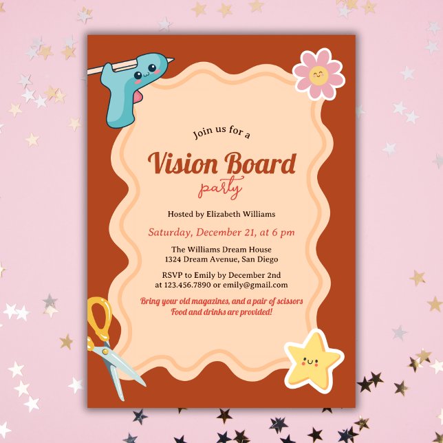 Convite Groovls DIY Dream Vision Conselho Party (Girls DIY Dream Vision Board Party Invitation)