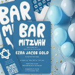 Convite Groovtering Handlettering Bar Personalizado Mitzva<br><div class="desc">Cartão perfeito para anunciar um bar mitzvah! Mão fez arte para você com a letra na frente e atrás! TOTALMENTE PERSONALIZÁVEL! Clique em "Personalizar" acima para editar o texto. Clique em "editar usando a ferramenta design" para ajustar as fontes, cores e posicionamentos e para excluir o design traseiro, se preferir...</div>