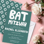Convite Groovtering Handlettering Personalizado Bat Mitzva<br><div class="desc">Cartão perfeito para anunciar um morcego mitzvah! Mão fez arte para você com a letra na frente e um padrão no lado de trás! TOTALMENTE PERSONALIZÁVEL! Clique em "Personalizar" acima para editar o texto. Clique em "editar usando a ferramenta design" para ajustar as fontes, cores e posicionamentos e para excluir...</div>