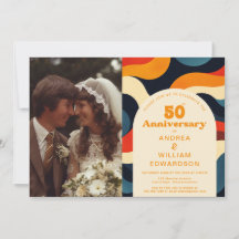 Groovy 1970s 50ª Foto do Aniversário de Casamento