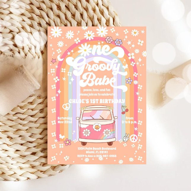 Convite Groovy 1st Birthday Invitation (Criador carregado)