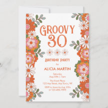 Groovy 30 Classic Hippie Flora Leaf Aniversário