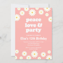 Convite Groovy Anos setenta Daisy Festa de aniversário 