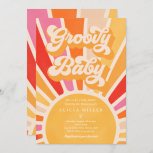 Convite Groovy Baby Boho Retro Sunshine Chá de fraldas