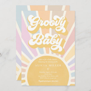 Convite Groovy Baby Boho Retro Sunshine Chá de fraldas