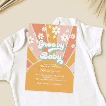 Groovy Baby Retro Sol Sunshine Daisy Chá de Bebê