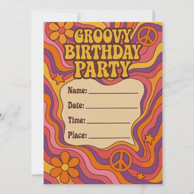 Convite Groovy Birthday Invite (Frente)