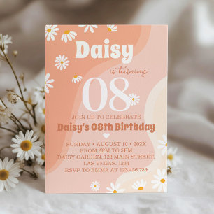 Convite Groovy Boho Daisy Aniversário a Qualquer Idade