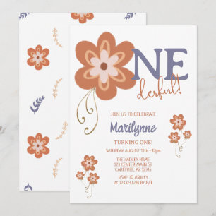 Convite Groovy Boho Margarida Primeiro Aniversário Incríve