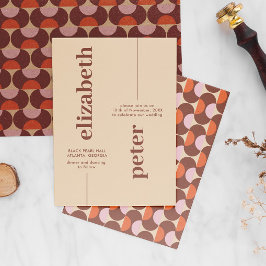 Convite Groovy Brown Retro 70s Casamento Geométrico