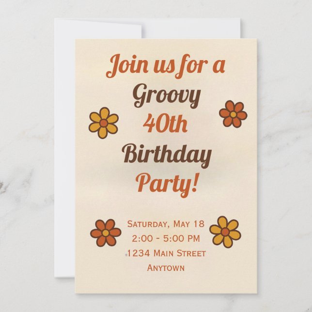Convite Groovy Childens Birthday Invitation (Frente)