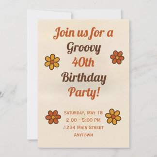 Convite Groovy Childens Birthday Invitation