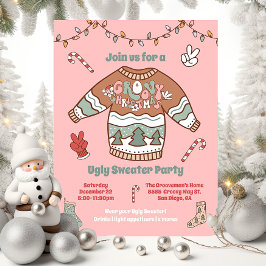 Convite Groovy Christmas Hippie Ugly Sweater Party