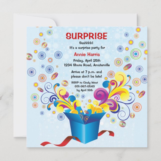 Convite Groovy da caixa de presente (Frente)