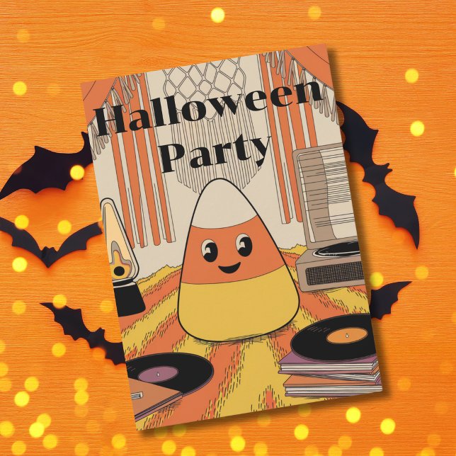 Convite Groovy de Festa de Halloween com Doce Milh (Criador carregado)