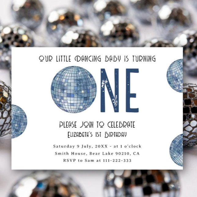 Convite Groovy Disco Dancing Baby First Birthday (Criador carregado)