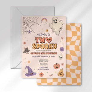 Convite Groovy Dois Sinistro Halloween Segundo Aniversário