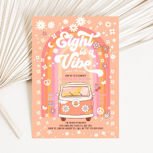 Convite Groovy Eight é uma Van Bus de 8 anos de idade