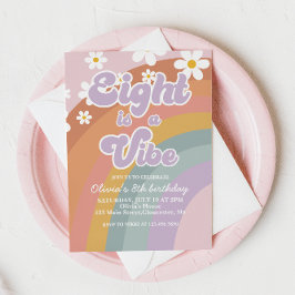 Convite Groovy Eight é uma vibe Retro Arco-íris 8º Anivers