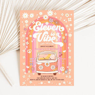 Convite Groovy Eleven é um Ônibus Vibe Van de 11 anos