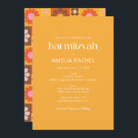Convite Groovy Geométrico Amarelo Bat Mitzvah<br><div class="desc">Adicione algumas vibrações retroativas ao seu Bat Mitzvah com estes convites coloridos ranhosos com um padrão floral geométrico estético dos anos 70 em amarelo,  rosa,  laranja e castanho.</div>