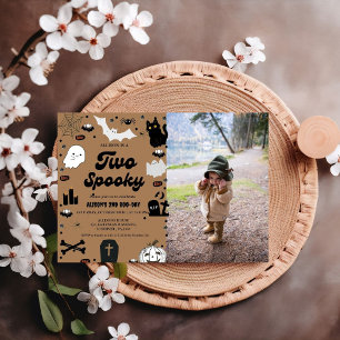 Convite Groovy Ghost Halloween Dois segundo aniversário Sp