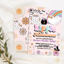 Groovy Ghost Hippie Halloween Aniversário