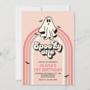 Convite Groovy Ghost retro Halloween Spooky Um Aniversário