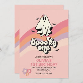 Convite Groovy Ghost retro Halloween Spooky Um Aniversário