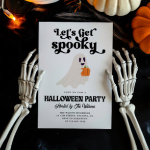 Convite Groovy Ghost Vamos Ficar Assustadores no Halloween