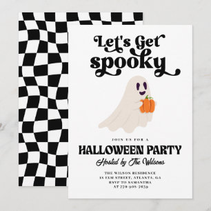 Convite Groovy Ghost Vamos Obter Halloween Louco