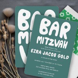 Convite Groovy Handlettering Bar Personalizado Bnai Mitzva
