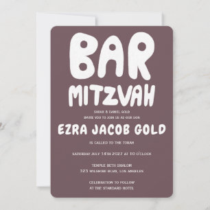 Convite Groovy Handlettering Bar Personalizado Mitzvah Bur
