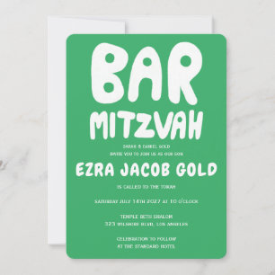 Convite Groovy Handlettering Bar Personalizado Mitzvah Gre