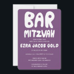 Convite Groovy Handlettering Bar Personalizado Mitzvah Pur<br><div class="desc">Cartão perfeito para anunciar um bar mitzvah! Mão fez arte para você com a letra na frente e atrás! TOTALMENTE PERSONALIZÁVEL! Clique em "Personalizar" acima para editar o texto. Clique em "editar usando a ferramenta design" para ajustar as fontes, cores e posicionamentos e para excluir o design traseiro, se preferir...</div>