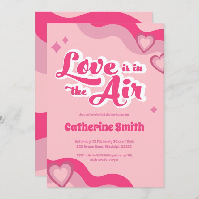 Convite Groovy Hippie Heart Chá de panela (Frente/Verso)