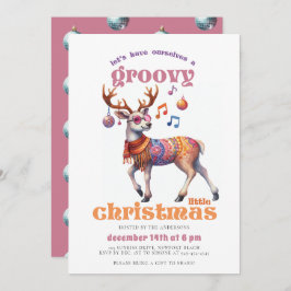 Convite Groovy Hippie Reindeer Funny Disco Festa de Natal