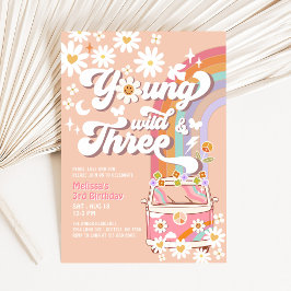 Convite Groovy Jovem Selvagem e Três 3º Aniversário