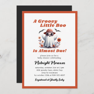 Convite Groovy Little Boo Quase Devido Chá de fraldas