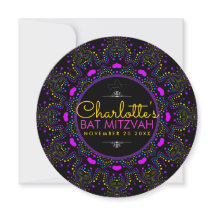 Groovy LOVE Boho Colorido Bat Mitzvah Round